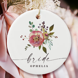 Ophelia Cottagecore Dusty Pink Blütenbraun Keramik Ornament