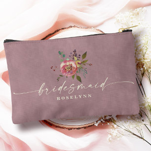 Ophelia Cottagecore Dusty Pink Floral Bridesmaid Zubehörtasche