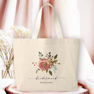 Ophelia Cottagecore Staubiges Rosa Florales Brautj Jumbo Stoffbeutel