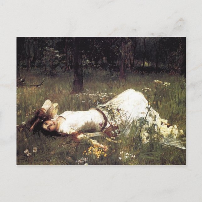 Ophelia, die auf der Wiese liegt Postkarte (Vorderseite)