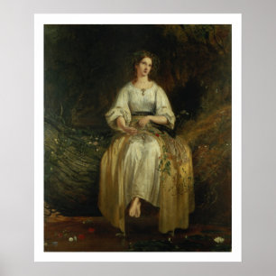 Ophelia, die ihre Girlanden, 1842 (Öl, spinnt auf Poster