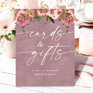 Ophelia Dusty Pink Blumenkarten und Geschenke Hoch Sockelschild