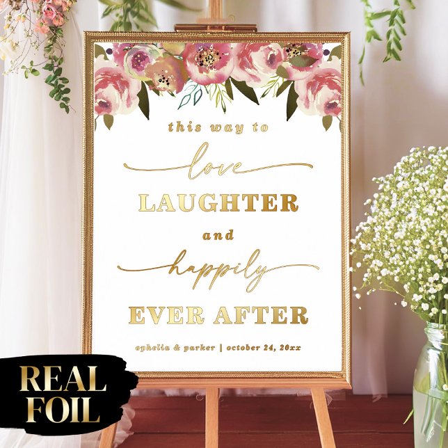 Ophelia Eleganter Empfang Dieser Weg Hochzeit Real Foliendrucke (Say "I DO" to Romantic Watercolor Florals and a Cottagecore Vibe with the Ophelia Wedding Suite.)