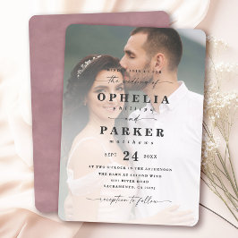 Ophelia Elegantes Script-Foto Hochzeit Einladung