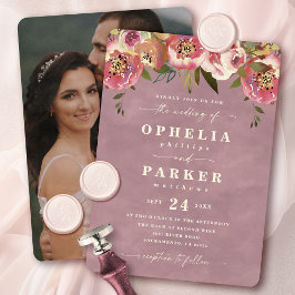Ophelia Floral Cottagecore Foto Hochzeit Einladung