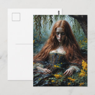 Ophelia halb untergetaucht Original Kunst Postkarte