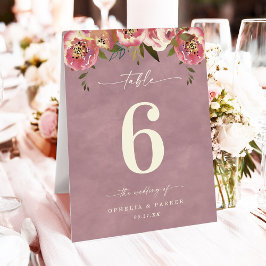 Ophelia Hütte Pink Floral Hochzeit Tischnummer Tischaufsteller