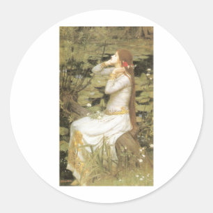 Ophelia - John William Waterhouse (1894) Runder Aufkleber