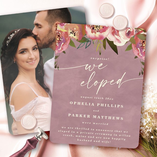 Ophelia Pink Floral Überraschung Hochzeit Ankündigung (Say "I DO" to Romantic Watercolor Florals and a Cottagecore Vibe with the Ophelia Wedding Suite.)
