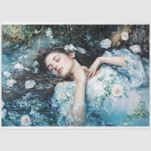 Ophelia umgeben von Blumen Decoupage Seidenpapier