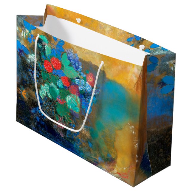Ophelia unter den Blume, Redon Large Gift Bag Große Geschenktüte (Vorderseite Schrägansicht)