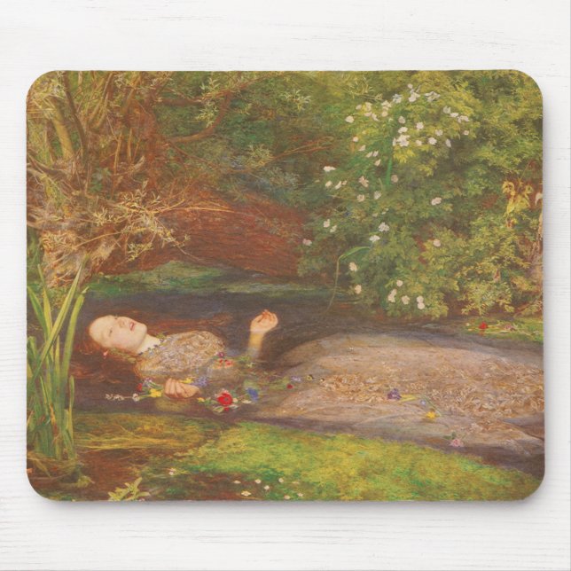 Ophelia von Millais, Vintage Viktorianische Kunst Mousepad (Vorne)