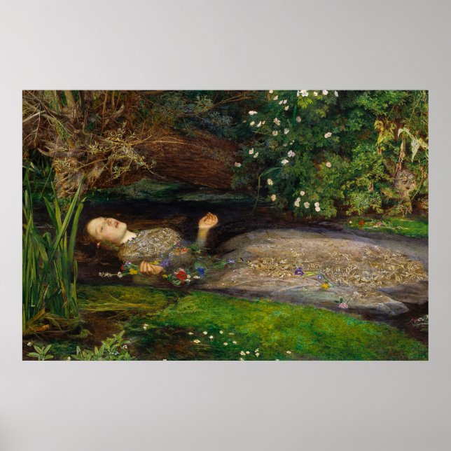 Ophelie, c. 1852 von Sir John Everett Millais Poster (Vorne)