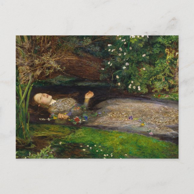 Ophelie, c. 1852 von Sir John Everett Millais Postkarte (Vorderseite)