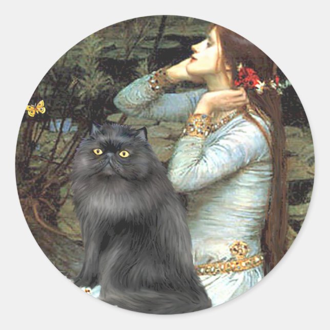 Ophelie - schwarze Perserkatze Runder Aufkleber (Vorderseite)