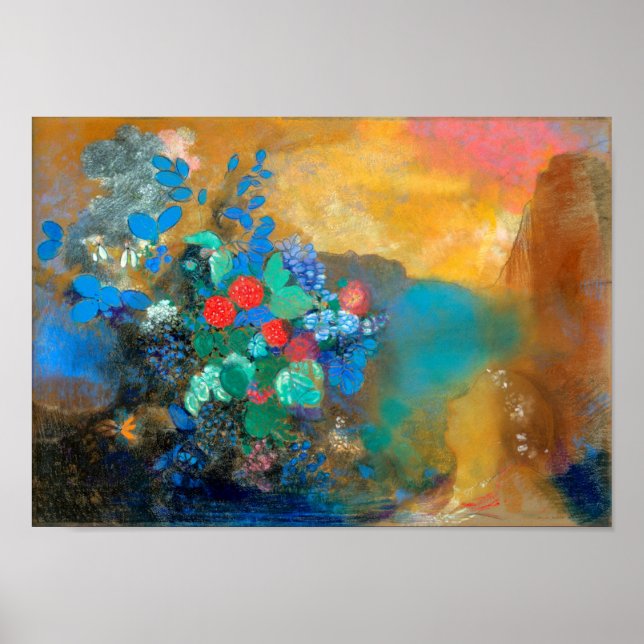 Ophelie unter den Blume, Redon Poster (Vorne)