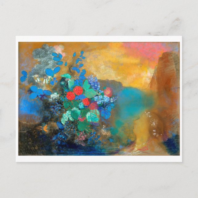 Ophelie unter den Blume, Redon Postkarte (Vorderseite)