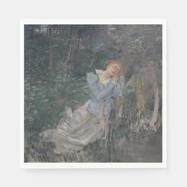 Ophelie (Wehende Frau) (von Jules Bastien-Lepage) Serviette (Vorderseite)