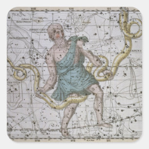Ophiuchus oder Serpentarius, aus "A Celestial Atla Quadratischer Aufkleber