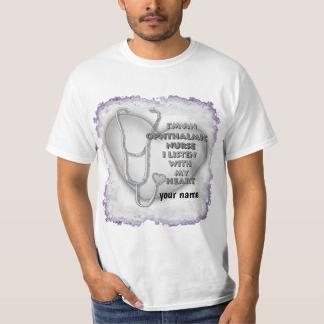 Ophthalmische Krankenschwester des grauen Herzens T-Shirt (Vorderseite)
