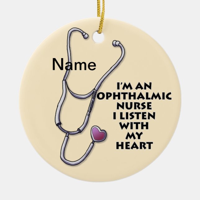 Ophthalmische Krankenschwestern Stethoskop Keramik Ornament (Vorne)
