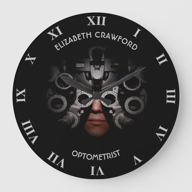 Ophthalmologist Optometrist Optician Test Vision Große Wanduhr (Vorderseite)