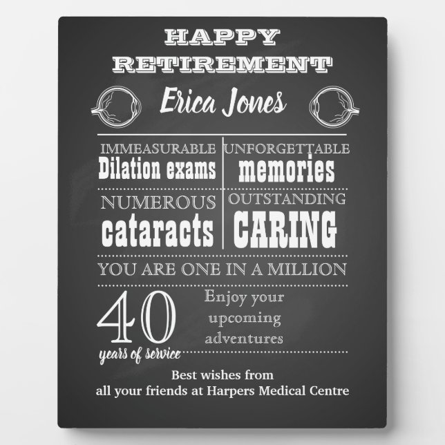 Ophthalmologist retirement gift for boss fotoplatte (Vorderseite)