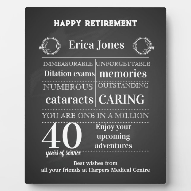Ophthalmologist retirement gift for boss fotoplatte (Vorderseite)