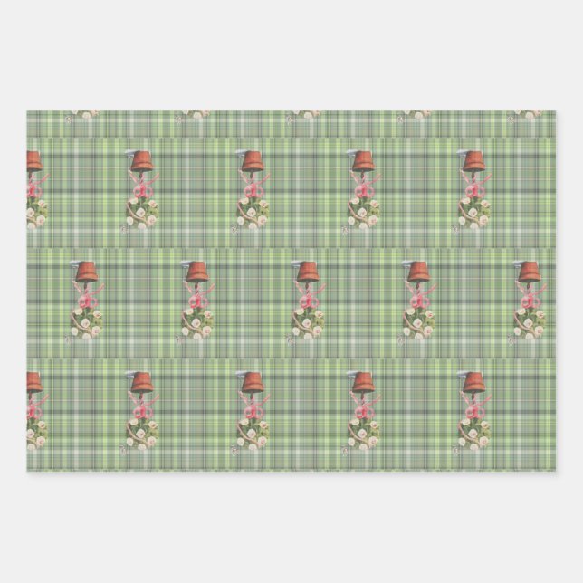 opiary & kariert Wrapping Paper Flat Sheet Set 3 Geschenkpapier Set (Vorderseite)