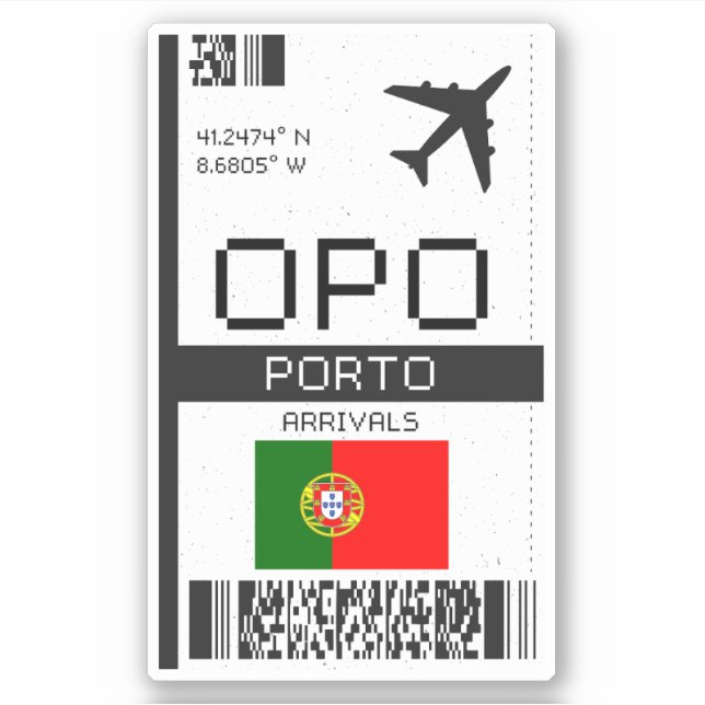 OPO Porto Boarding Pass - Portugal Reisen Aufkleber (Vorderseite)