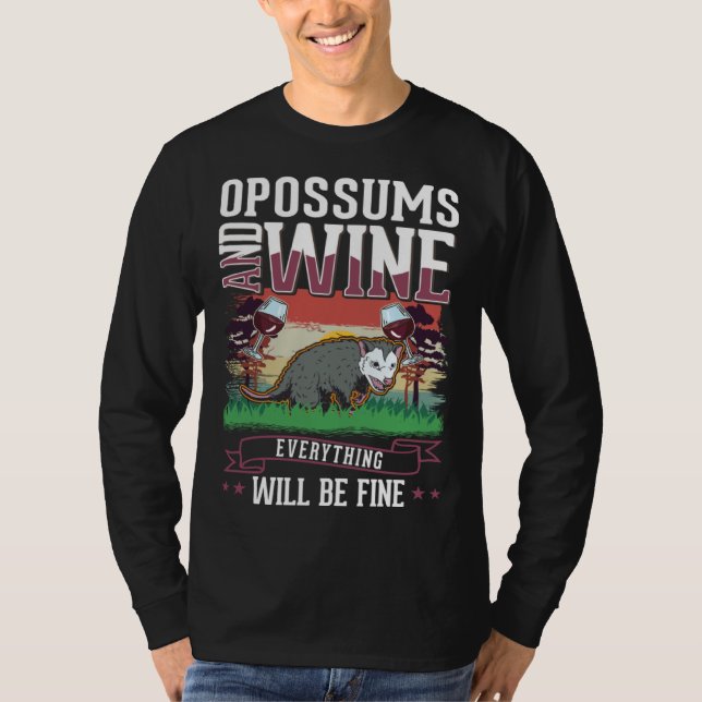 Opossum And Wine Trash Cat Possum Opossum T-Shirt (Vorderseite)