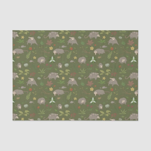 Opossum auf einem Berry Field in Green Seidenpapier (Vorderseite)