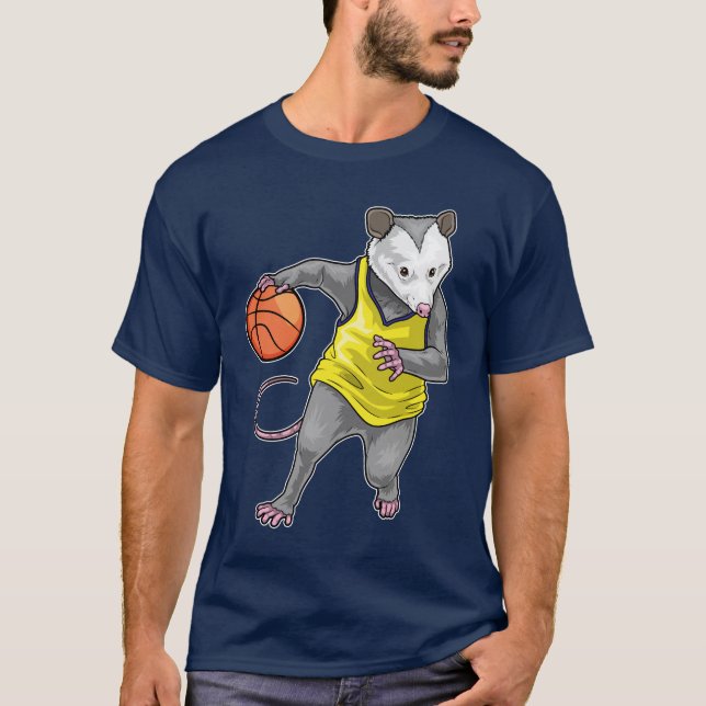 Opossum Basketball player Basketball Sports T-Shirt (Vorderseite)