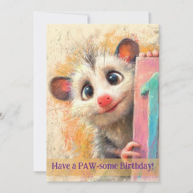 Opossum Birthday Card Karte (Vorderseite)