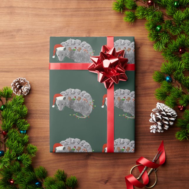 Opossum Christmas Baby Possum in Lights ummantelt Geschenkpapier (Feiertagsgeschenk)