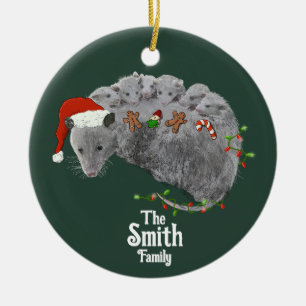 Opossum Christmas Baby Possum in Lights ummantelt Keramik Ornament