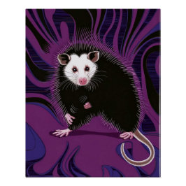 Opossum Design Poster Mur Art Purple Noir