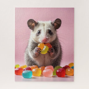 Opossum Eating Gummy Sweeties