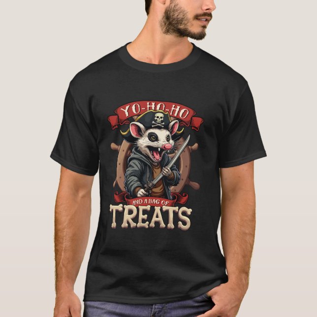 Opossum Halloween Kostümtrick oder Leckerei Gra T-Shirt (Vorderseite)