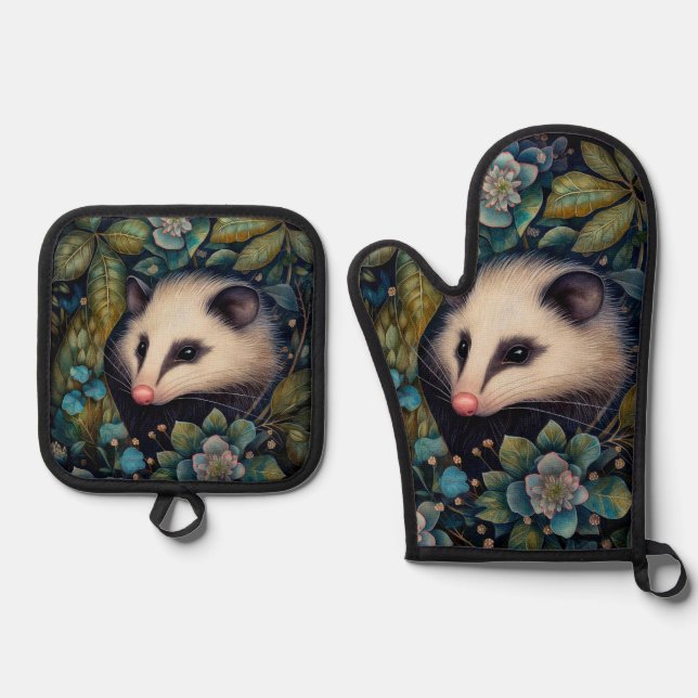 Opossum in den Brambles Ofenhandschuh & Topflappen-Set (Vorderseite)