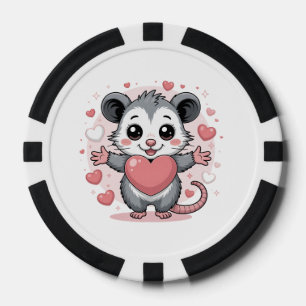 Opossum-Liebe und Freundschaft Süßes Tier Herz Des Pokerchips