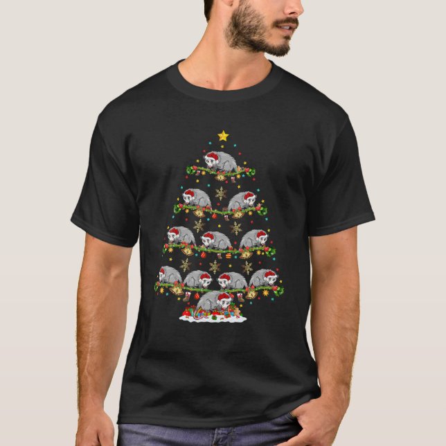 Opossum Lover Xmas Lighting Santa Opossum Christma T-Shirt (Vorderseite)