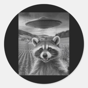 Opossum Selfie mit Alien Ufo Funny Possum Geschenk Runder Aufkleber