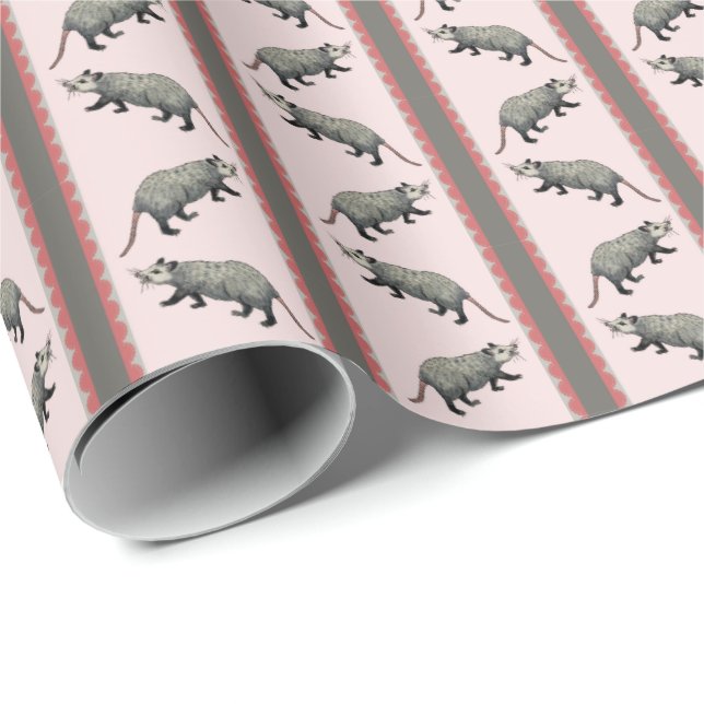 Opossum-Streifen  Geschenkpapier (Rolleneckpunkt)
