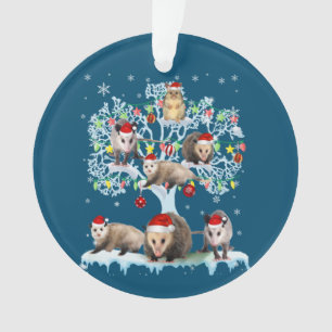 Opossum sur Noël Arbre Lumières Père Noël Oposs