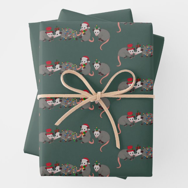 Opossum Weihnachten Niedliche Wildtiere Funny Xmas Geschenkpapier Set (Beispiel)