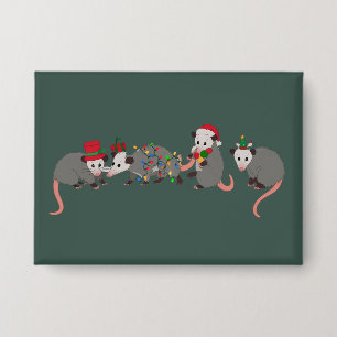 Opossum Weihnachten Süße Wilde Tiere Lustiges Xmas Button