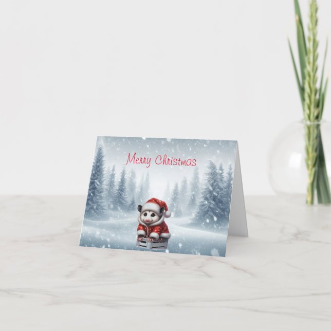 Opossum-Weihnachtsgrußkarte Karte (Vorderseite)