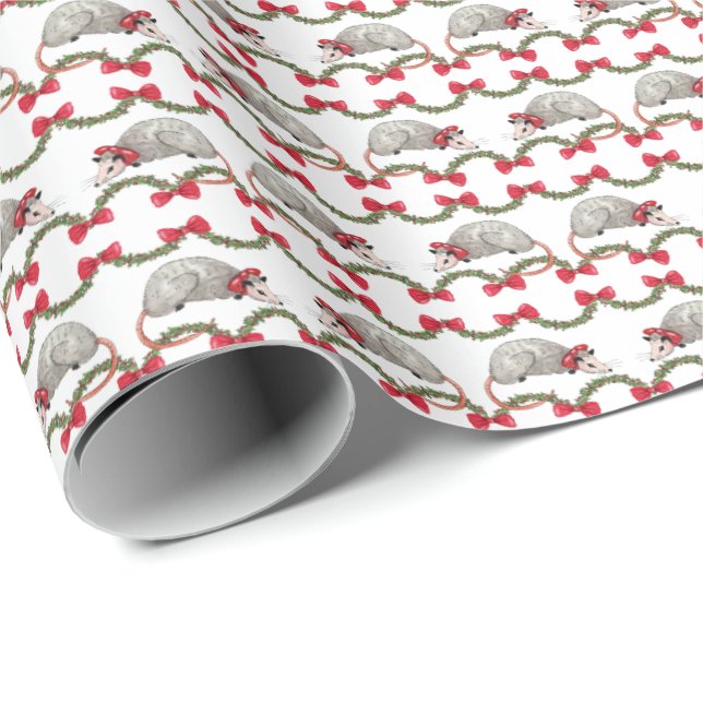 Opossum-Weihnachtspapier Geschenkpapier (Rolleneckpunkt)