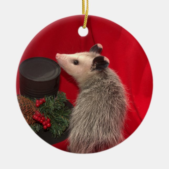Opossum-Weihnachtsverzierung Keramik Ornament (Vorne)